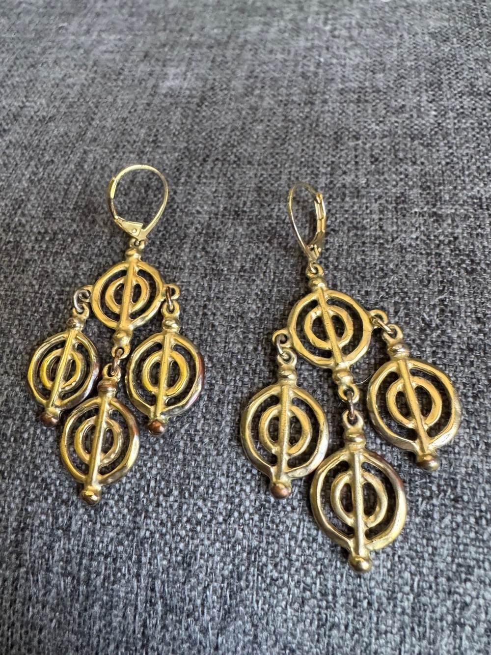 Vintage Boho Gold-Tone Dangle Circle Link Earrings